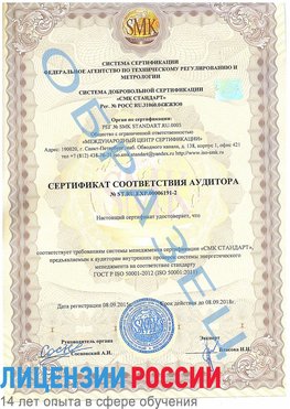 Образец сертификата соответствия аудитора №ST.RU.EXP.00006191-2 Ярославль Сертификат ISO 50001